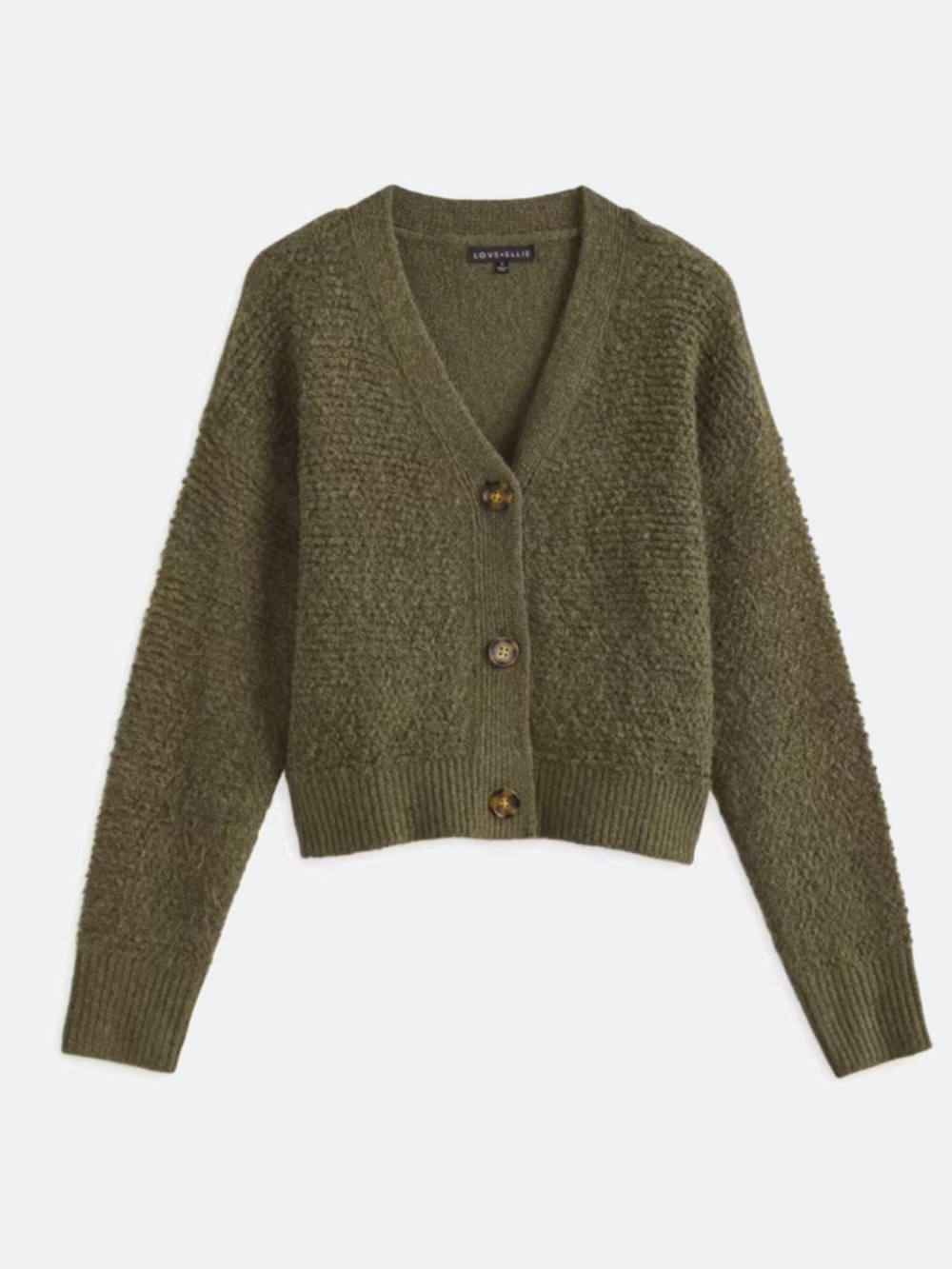 Olive Button-Front Women's Cardigan Sweater